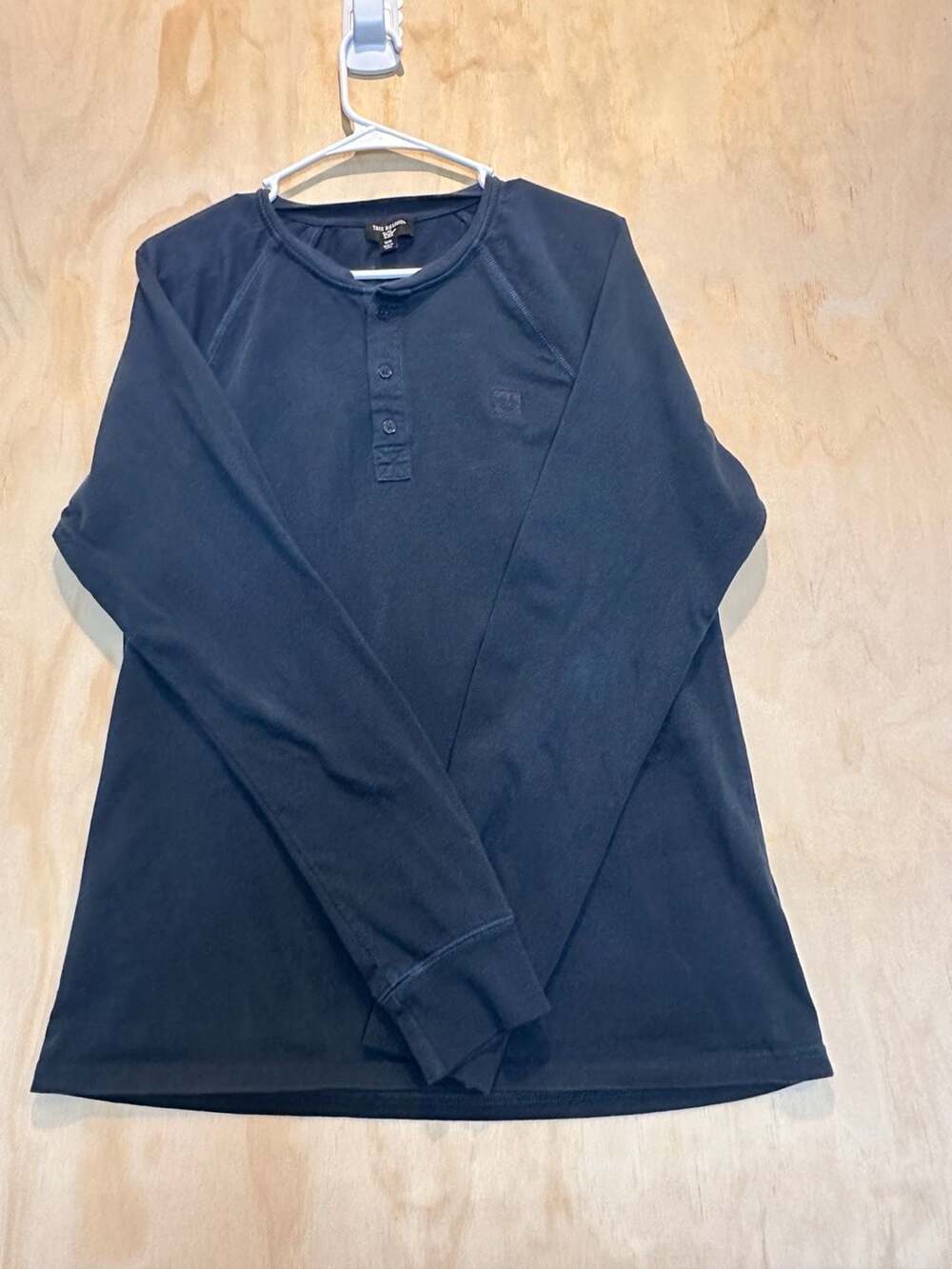 True Religion K Henley Long Sleeve Shirt Medium Dark Blue